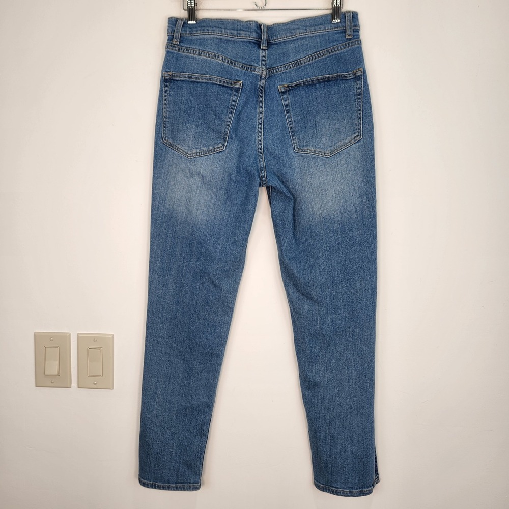 Oliver Logan High Rise Mom Jeans Womens 30 Blue Split Hem Button Fly Stretch - Picture 2 of 12